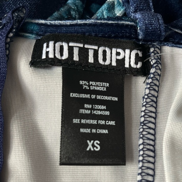 Hot Topic Roses and Coffins Velvet Skater Slip Dress Blue Size XSmall - Picture 7 of 11